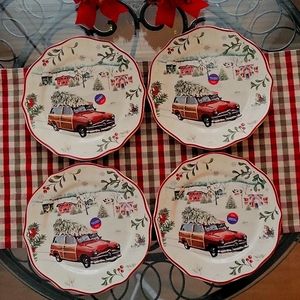 Set of 4 Better Homes & Garden Heritage Christmas Salad Size Plates